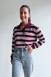 Axelle polo bordeaux roze