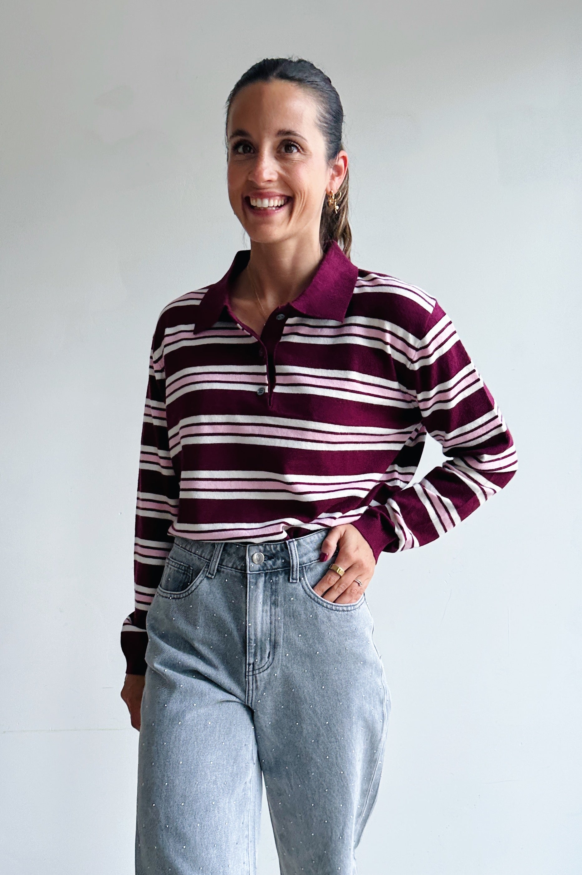 Axelle polo bordeaux roze