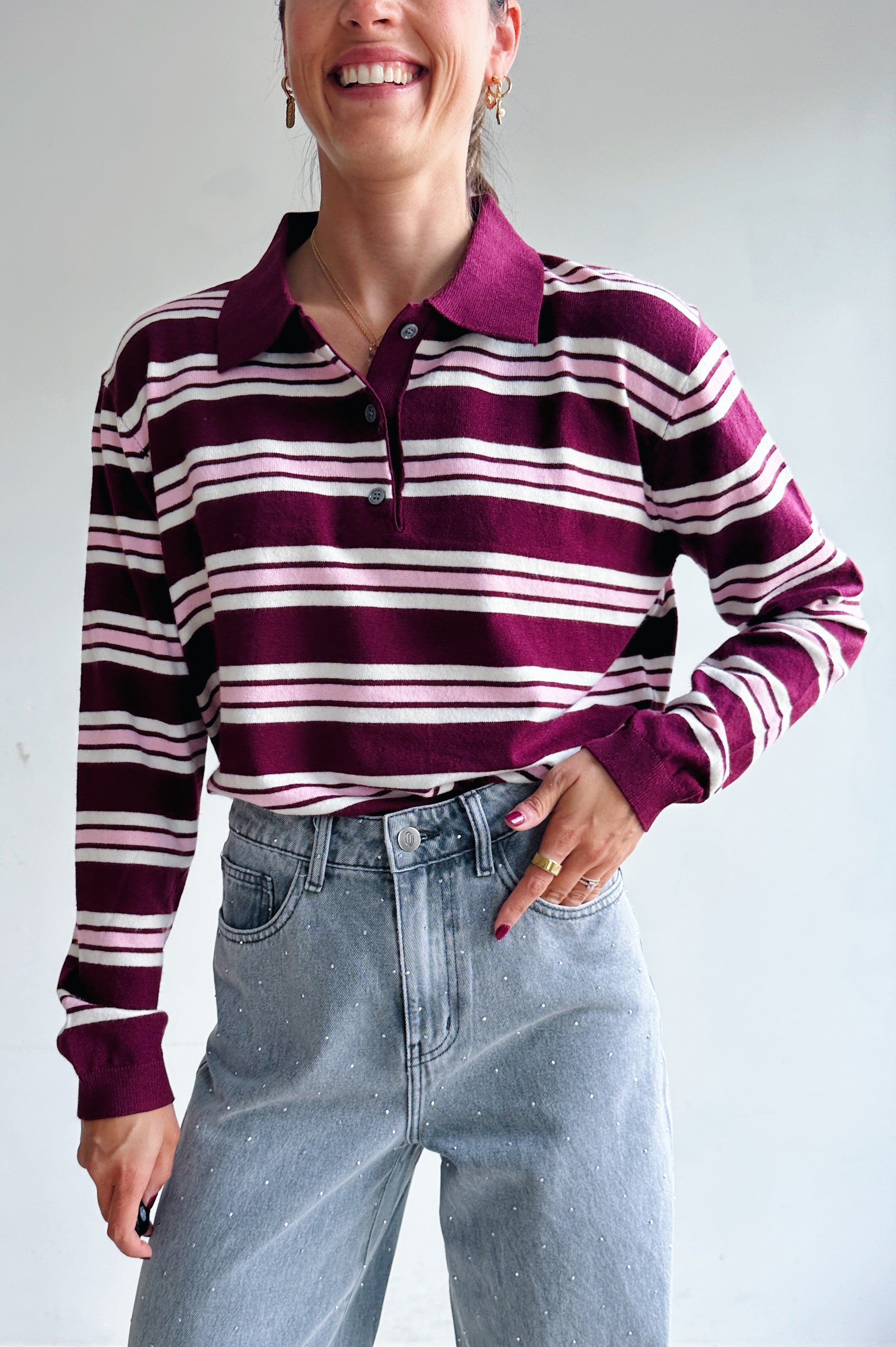 Axelle polo bordeaux roze
