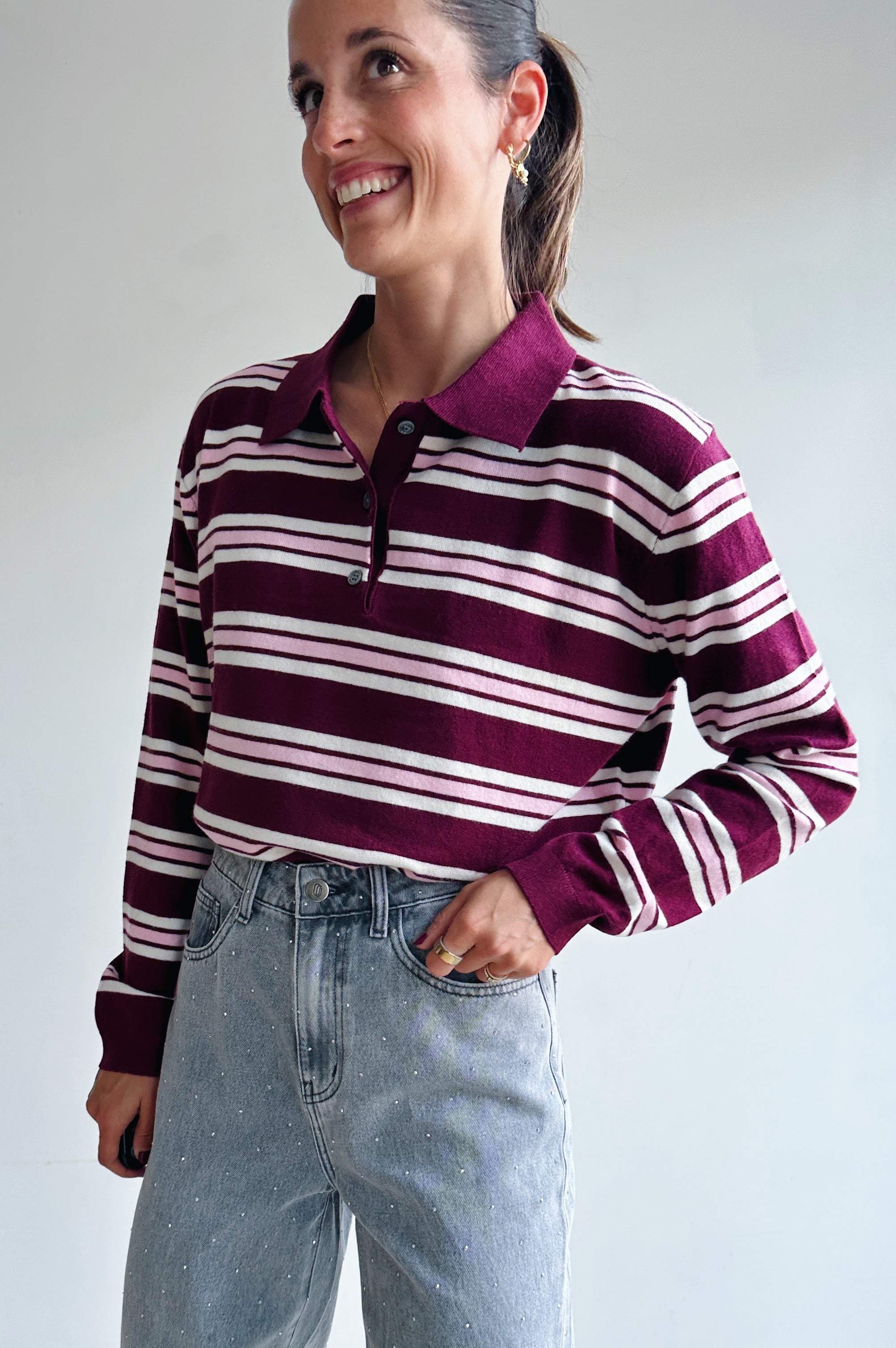 Axelle polo bordeaux roze