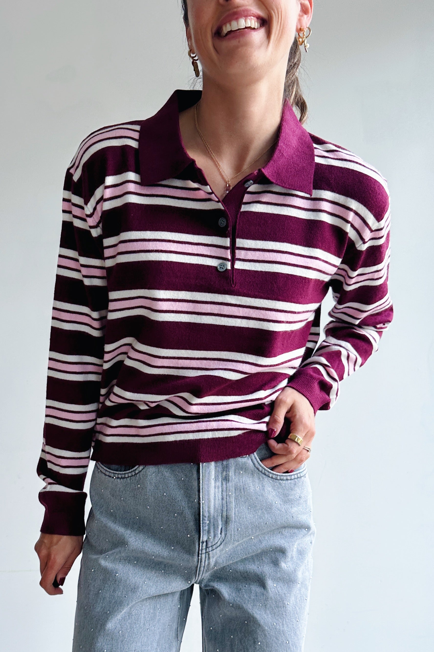 Axelle polo bordeaux roze
