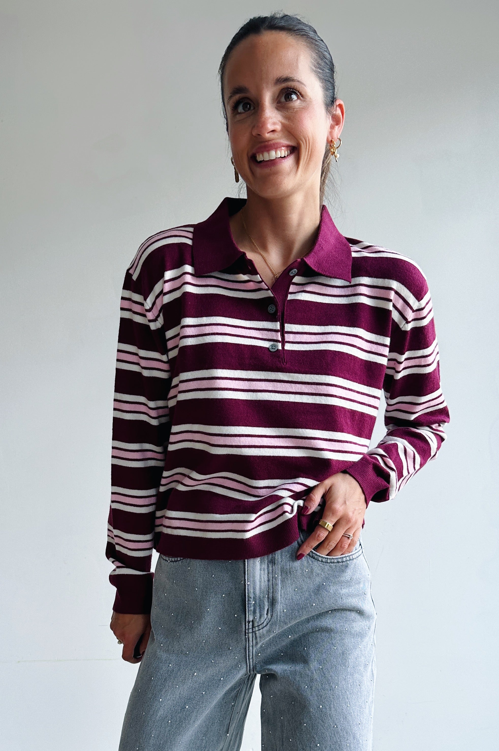 Axelle polo bordeaux roze