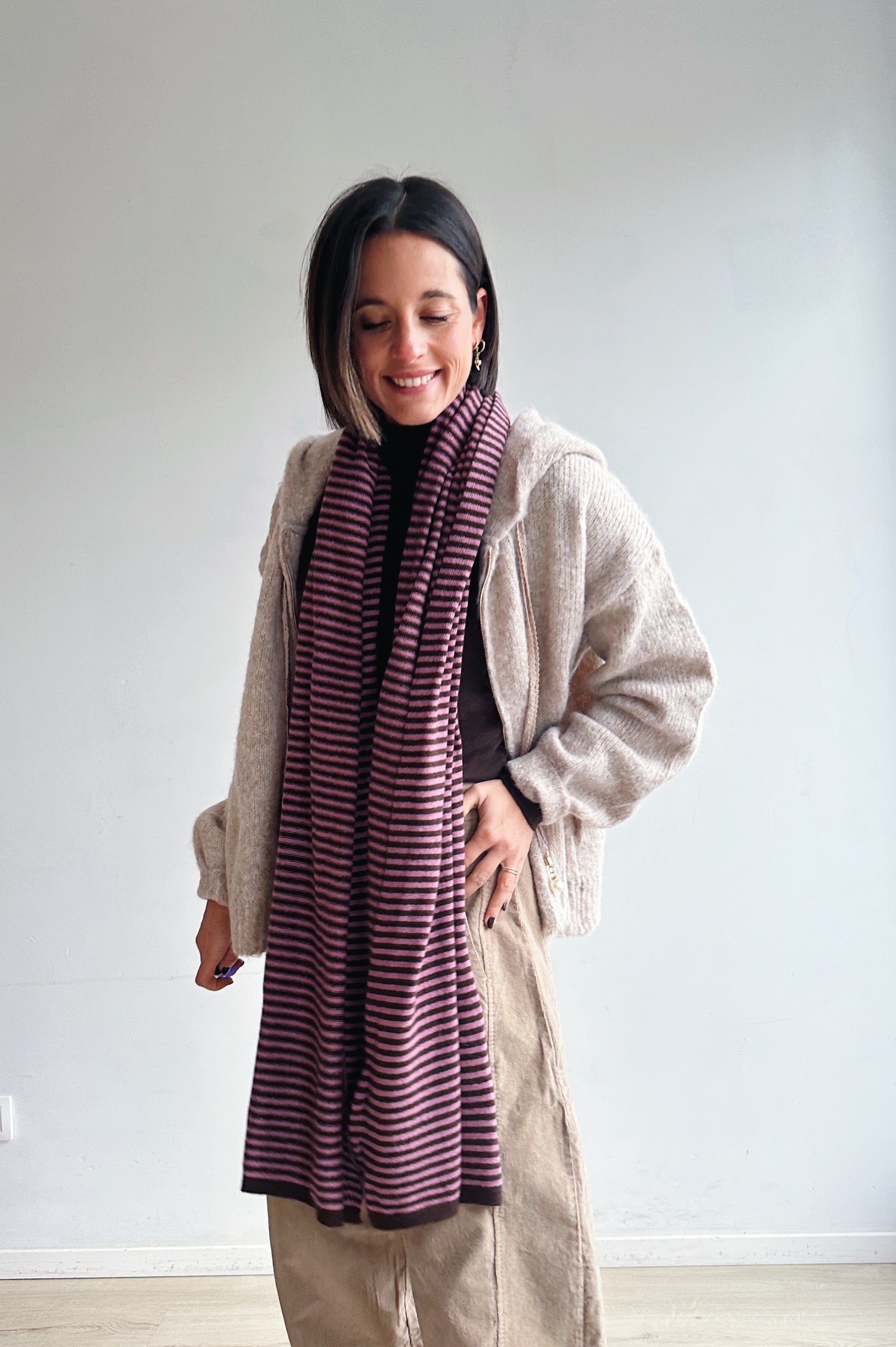 Polly sjaal roze bruin