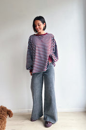 Ozanne sweater bordeaux blauw