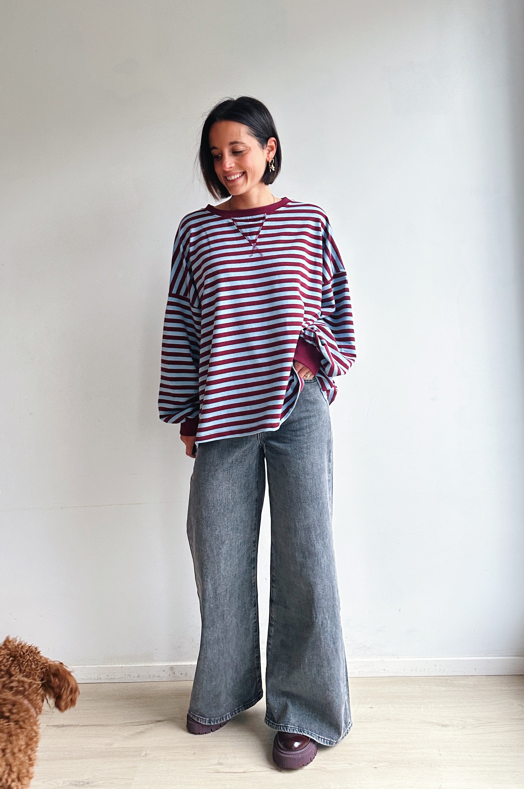 Ozanne sweater bordeaux blauw