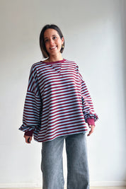 Ozanne sweater bordeaux blauw