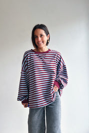 Ozanne sweater bordeaux blauw