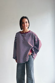 Ozanne sweater bordeaux blauw