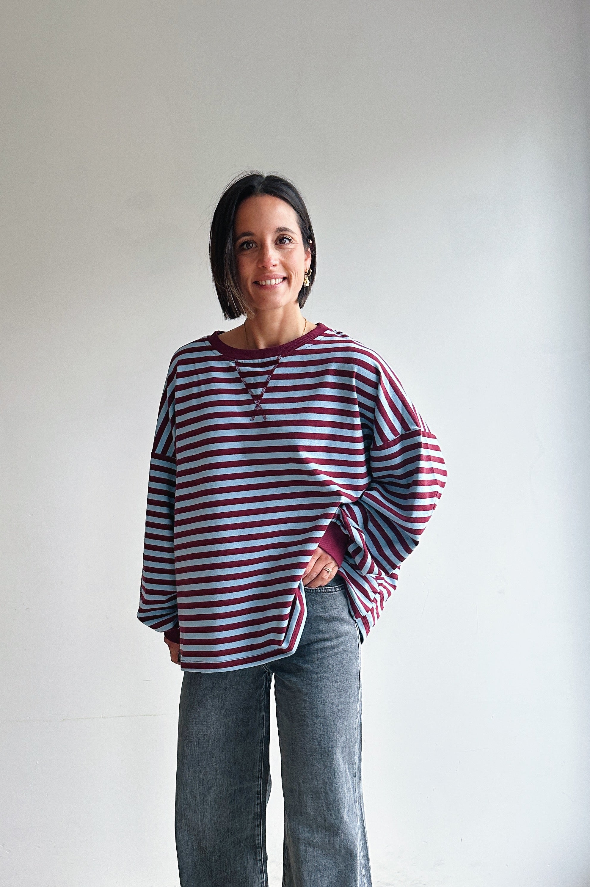 Ozanne sweater bordeaux blauw