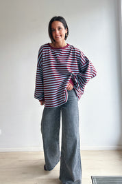 Ozanne sweater bordeaux blauw