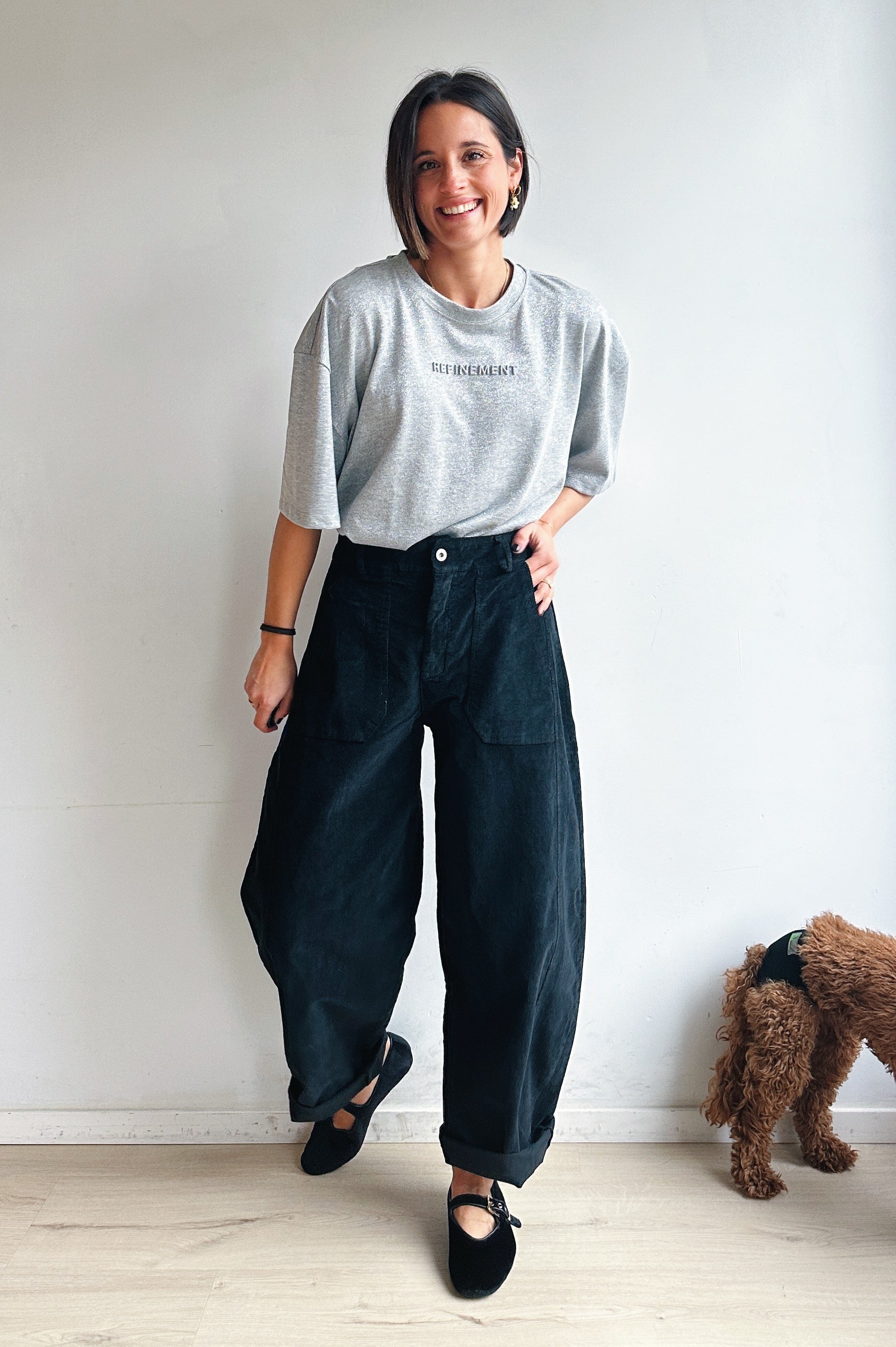 Bo barrel jeans zwart corduroy