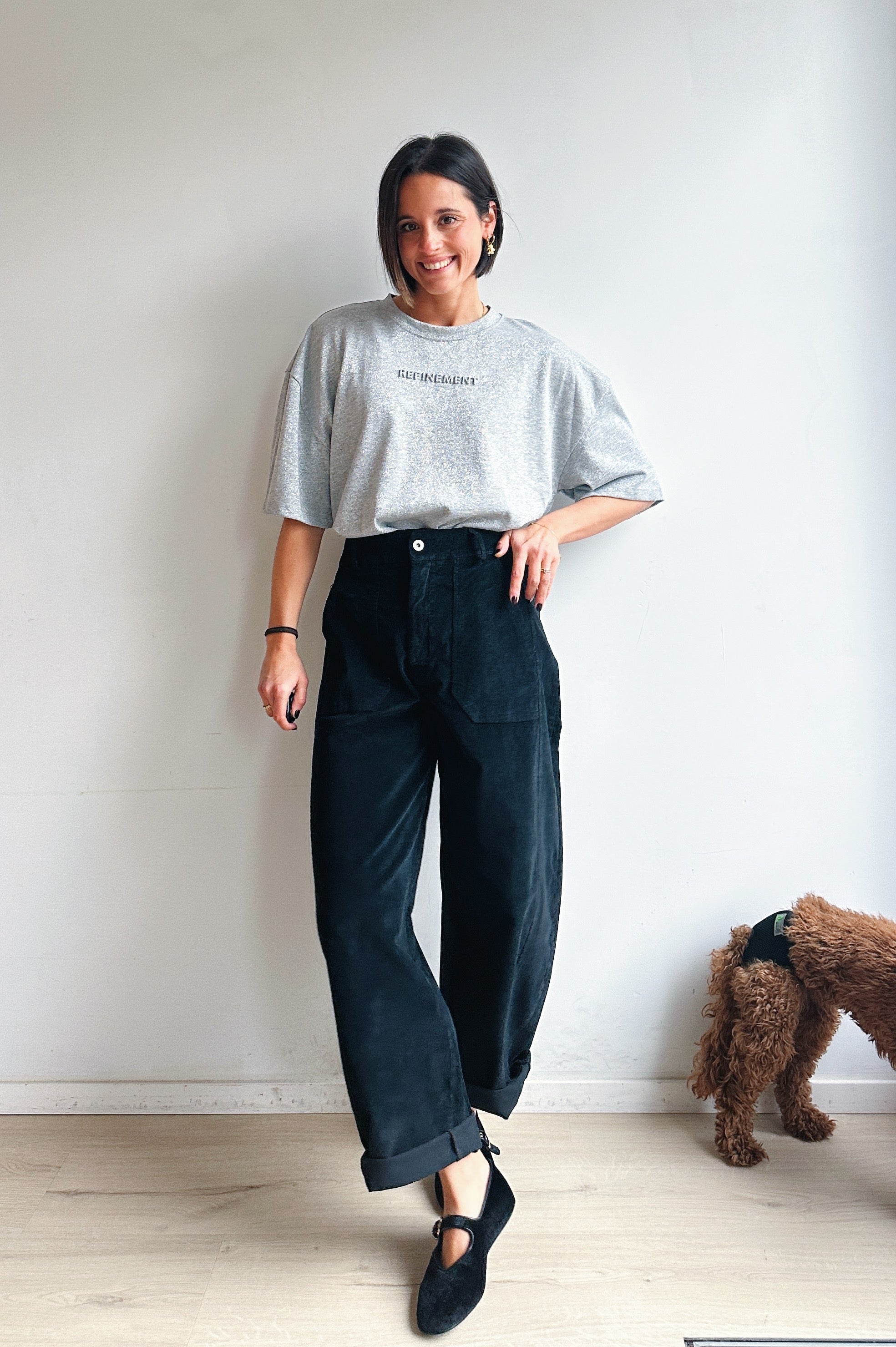 Bo barrel jeans zwart corduroy