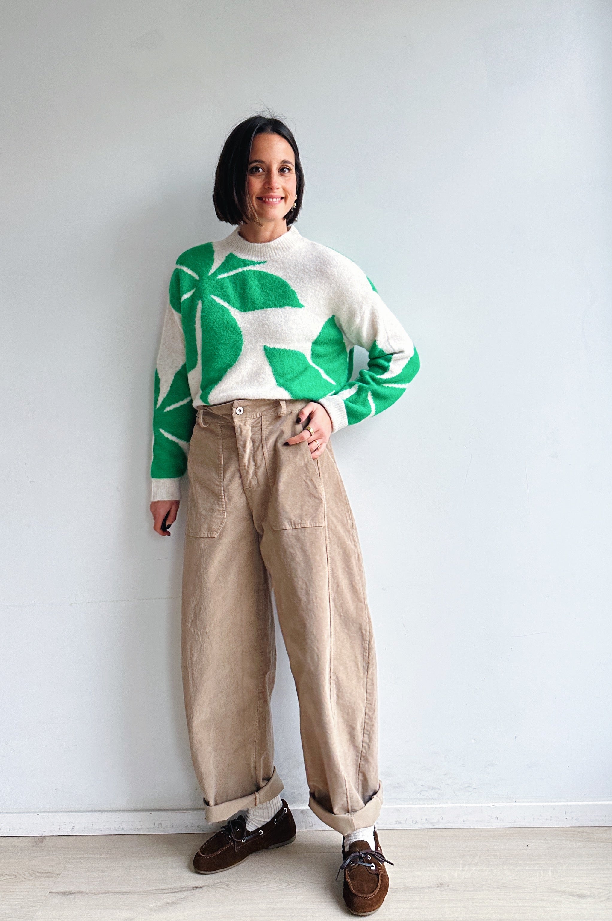 Bo barrel jeans beige corduroy