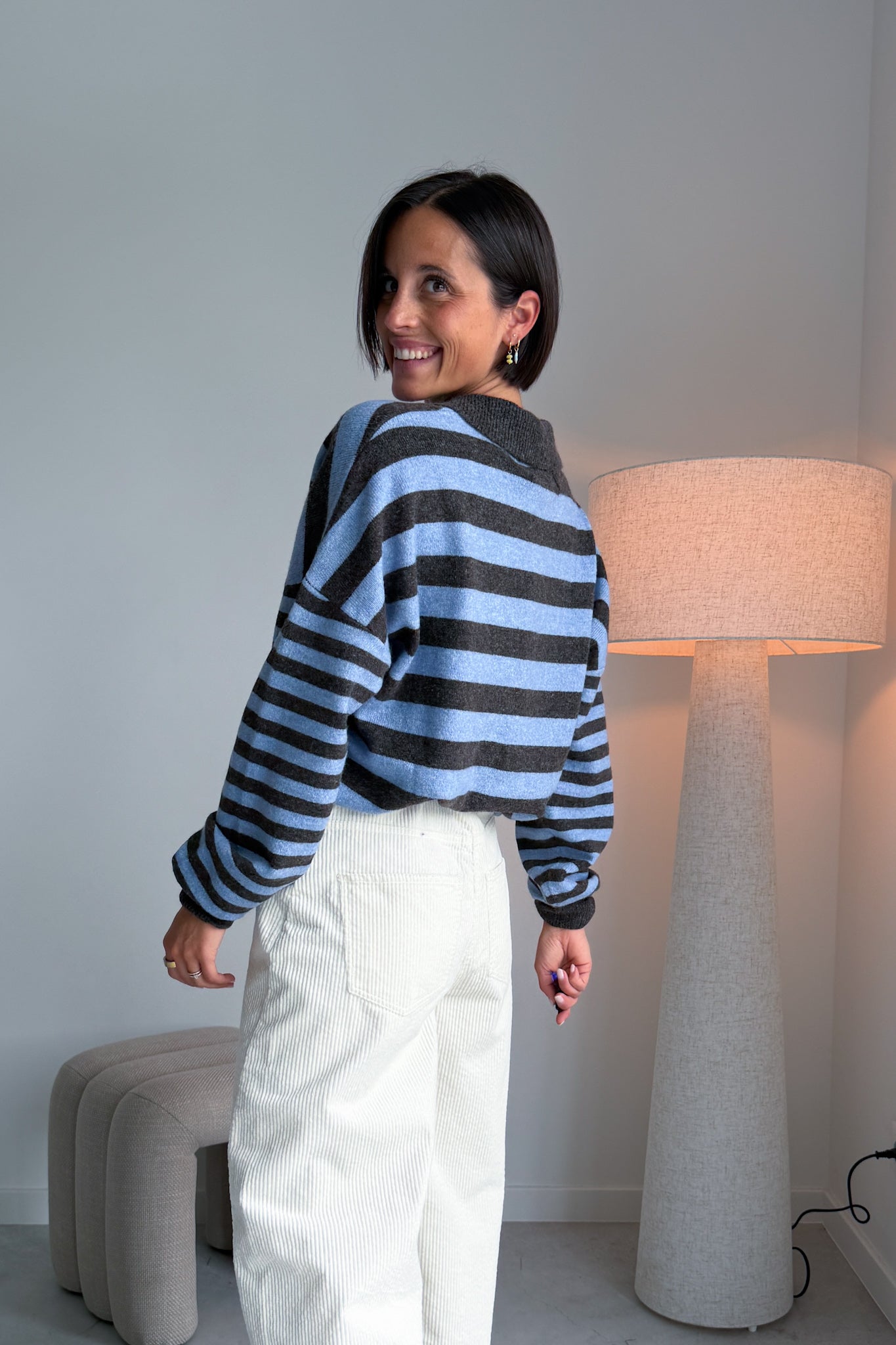 Linsey polo pull bruin/blauw
