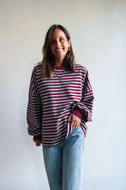 Ozanne sweater grijs bordeaux
