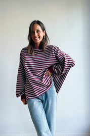 Ozanne sweater grijs bordeaux