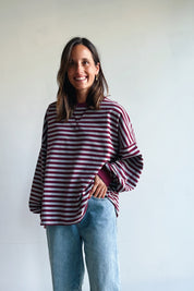 Ozanne sweater grijs bordeaux