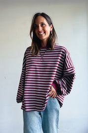 Ozanne sweater grijs bordeaux