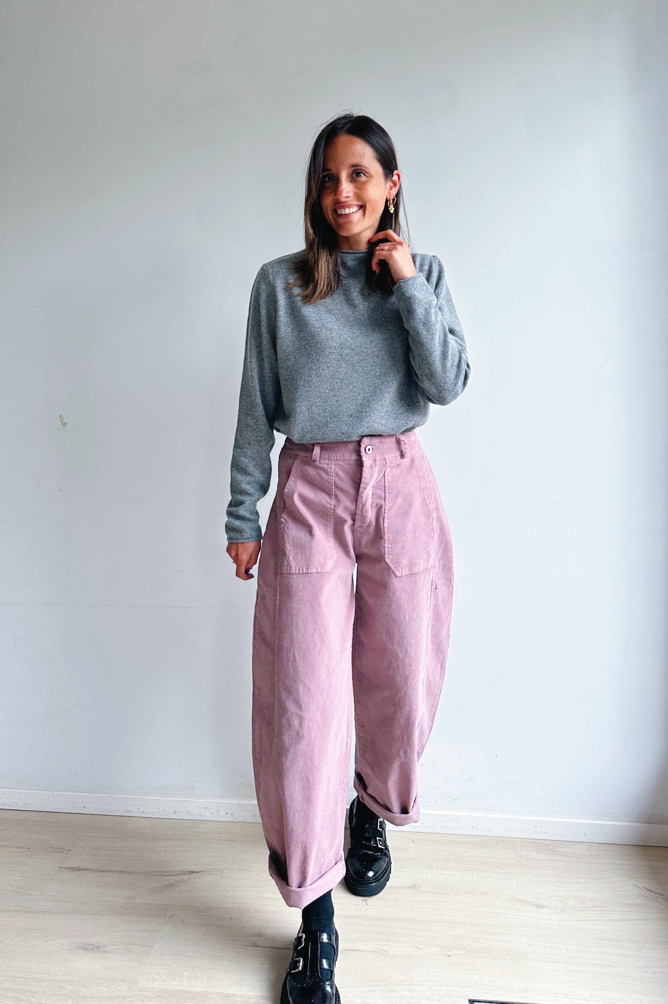 Bo barrel jeans roze corduroy