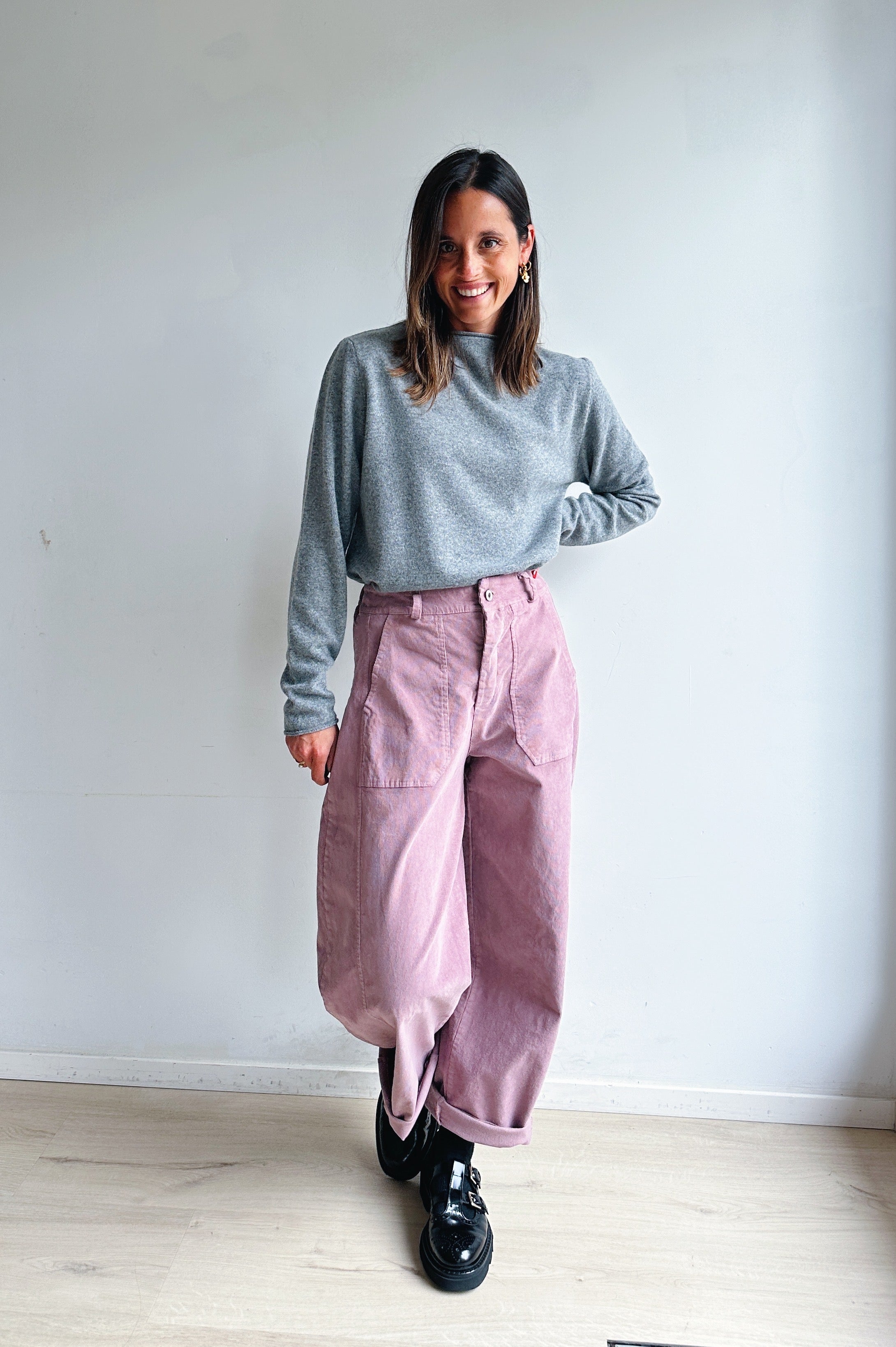 Bo barrel jeans roze corduroy