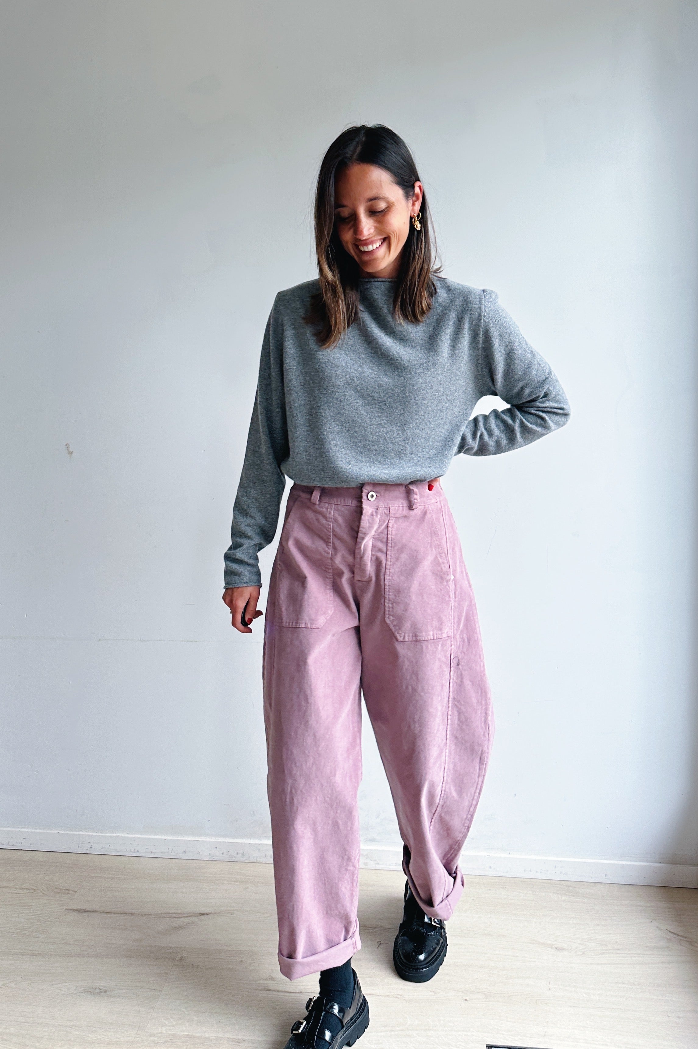 Bo barrel jeans roze corduroy