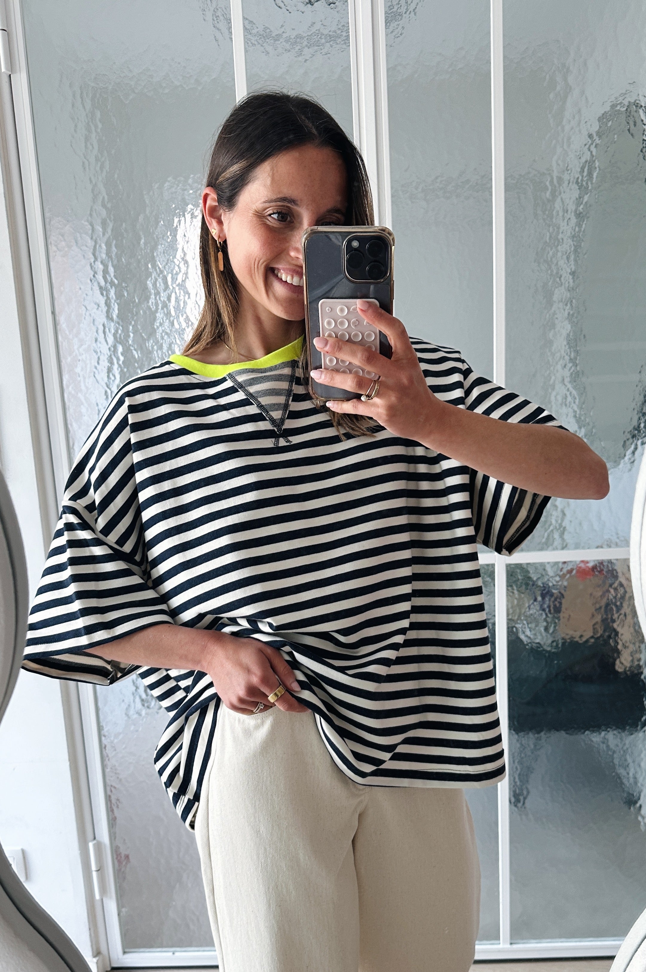 Ozanne tshirt marine fluo geel