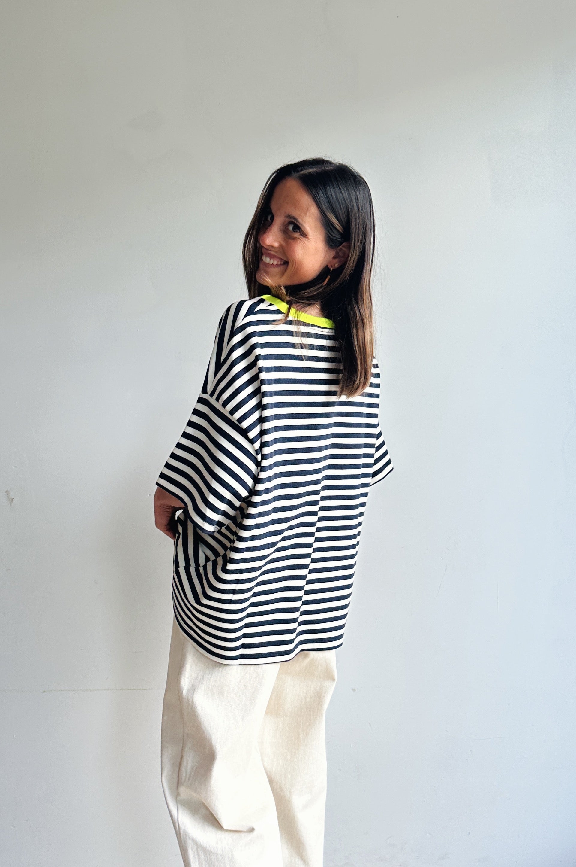 Ozanne tshirt marine fluo geel