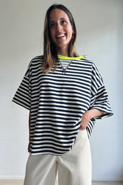 Ozanne tshirt marine fluo geel