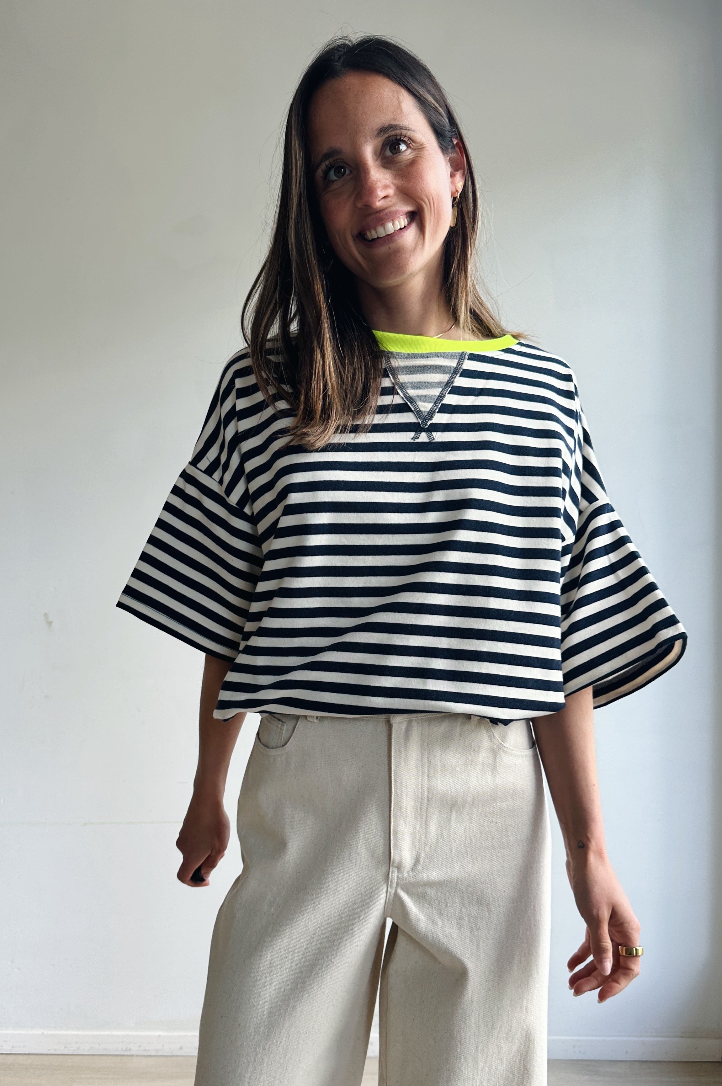 Ozanne tshirt marine fluo geel
