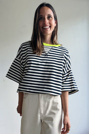 Ozanne tshirt marine fluo geel