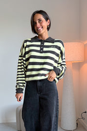 Linsey polo pull bruin / geel