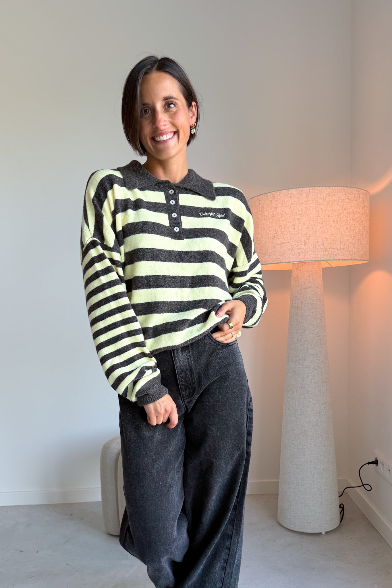 Linsey polo pull bruin / geel