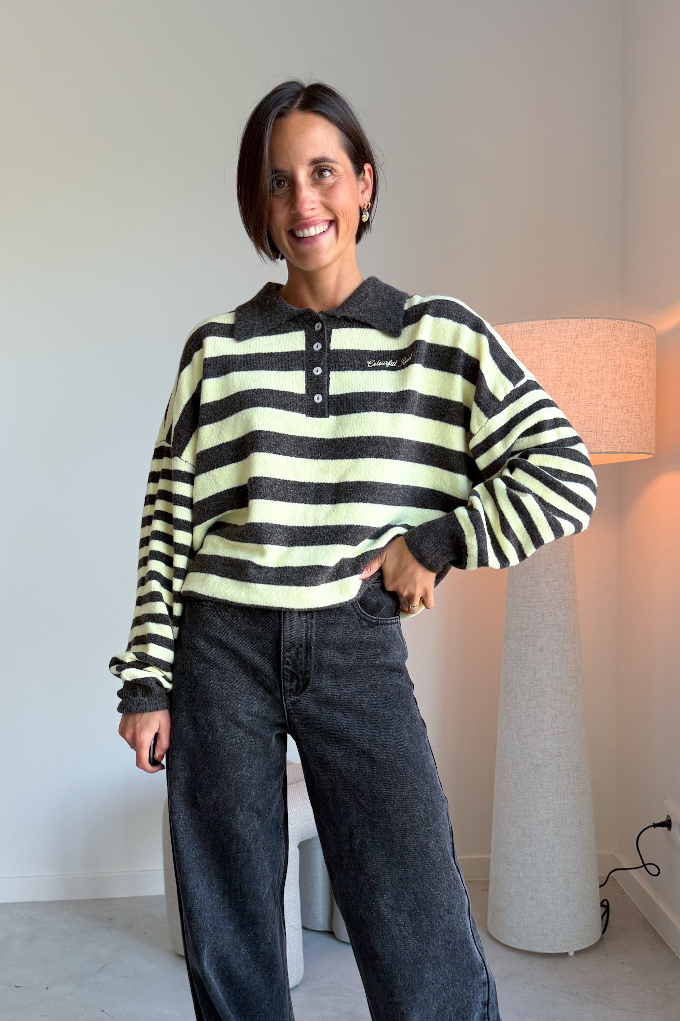 Linsey polo pull bruin / geel